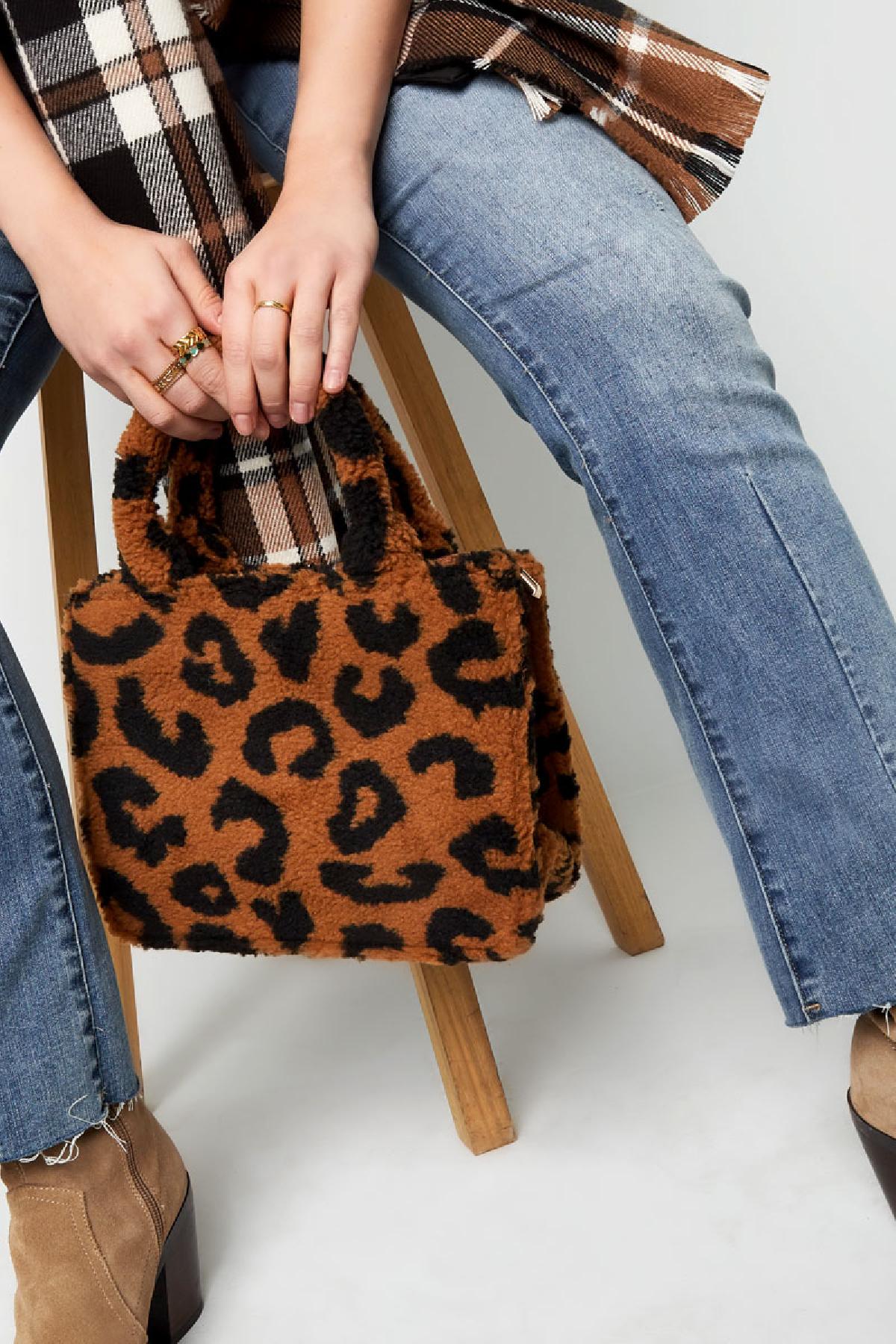 Handbag teddy animal print Beige Polyester h5 Picture3